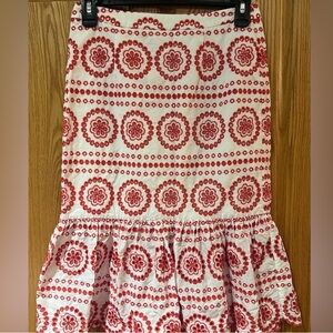 Boden Red and White Floral A-Line Skirt
